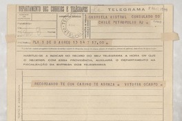 [Telegrama] 1944 abr. 8, Buenos Aires [a] Gabriela Mistral, Petrópolis