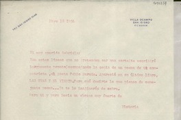 [Carta] 1954 mayo 18, [San Isidro], [Argentina] [a] Gabriela [Mistral]