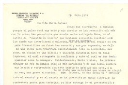 [Carta], 1976 may. 26 Viña del Mar <a> María Luisa Bombal