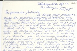 [Carta] 1952 sept. 12, Santiago [a] Gabriela Mistral