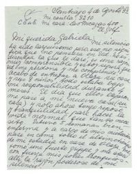 [Carta] 1952 ago. 4, Santiago [a] Gabriela Mistral