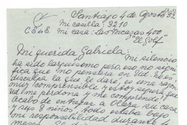 [Carta] 1952 ago. 4, Santiago [a] Gabriela Mistral