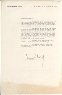 [Carta] 1946 oct. 11, La Habana, [Cuba] [a] Gabriela Mistral