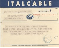 [Telegrama] 1952 nov. 6, Havana, [Cuba] [a] Gabriela Mistral, Napoli, [Italia]
