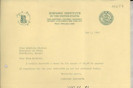 [Carta] 1944 May 1, New York [a] Gabriela Mistral, Petrópolis, Brasil