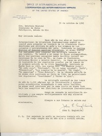 [Carta] 1945 oct. 31, Río de Janeiro [a] Gabriela Mistral, Petrópolis