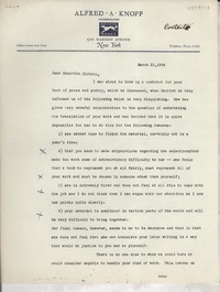 [Carta] 1946 Mar. 21, New York, [EE.UU.] [a] Gabriela Mistral, Washington D. C., [EE.UU.]