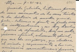 [Carta] 1942 nov. 7, Santiago [a] Gabriela Mistral