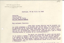[Carta] 1943 jul. 23, Santiago [a] Lucila Godoy, Río de Janeiro, Brasil