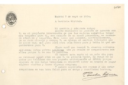 [Carta] 1934 mayo 7, Madrid, [España] [a] Gabriela Mistral