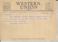 [Telegrama] 1946 May 20, New York, [EE.UU.] [a] Gabriela Mistral, Washington D.C., [EE.UU.]
