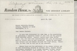 [Carta] 1946 Apr. 25, New York [a] Gabriela Mistral, Washington D. C.