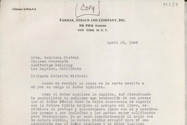 [Carta] 1946 abr. 29, New York [a] Gabriela Mistral, Los Ángeles, California