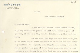 [Carta] 1943 ene. 15, Santiago, Chile [a] Gabriela Mistral