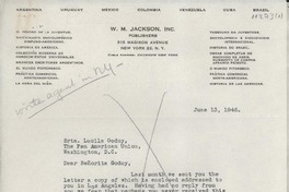 [Carta] 1946 June 13, New York, [EE.UU.] [a] Lucila Godoy, The Pan American Union, Washington D.C., [EE.UU.]