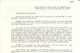 [Carta] 1950 feb. 27, México D.F. [a] Gabriela [Mistral]