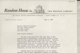 [Carta] 1946 May 2, New York [a] Gabriela Mistral, New York