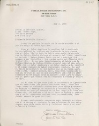[Carta] 1946 mayo 3, New York [a] Gabriela Mistral, New York