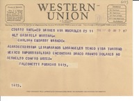 [Telegrama] 1946 mar. 12, Buenos Aires, [Argentina] [a] Gabriela Mistral, Washington D.C., [EE.UU.]