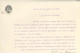 [Carta] 1933 ago. 26, Luzmela, [España] [a] Gabriela Mistral