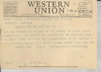 [Telegrama] 1946 July 26, Chicago, [EE.UU.] [a] Gabriela Mistral, Los Angeles, California, [EE.UU.]