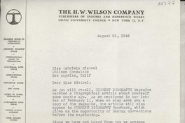 [Carta] 1946 Aug. 21, [New York], [EE.UU.] [a] Gabriela Mistral, Los Angeles, California, [EE.UU.]