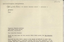 [Carta] 1946 Nov. 7, Chicago [a] Gabriela Mistral, Monrovia, California