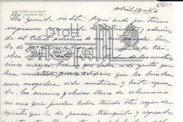 [Carta] 1946 abr. 19, [México] [a] Gabriela Mistral