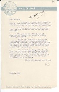 [Carta] 1948 mar. 1, California [a] Gabriela Mistral