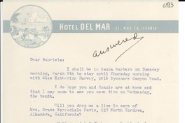 [Carta] 1948 mar. 1, California [a] Gabriela Mistral