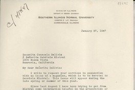 [Carta] 1947 Jan. 27, Carbondale, Illinois [a] Gabriela Mistral, Monrovia, California
