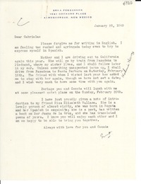 [Carta] 1949 ene. 28, Albuquerque, New Mexico [a] Gabriela Mistral