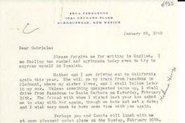 [Carta] 1949 ene. 28, Albuquerque, New Mexico [a] Gabriela Mistral