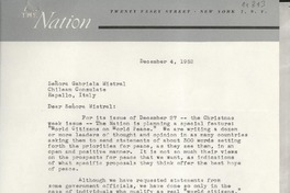 [Carta] 1952 Dec. 4, New York, [EE.UU.] [a] Gabriela Mistral, Rapallo, Italy