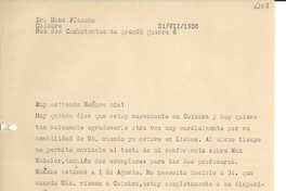 [Carta] 1936 jul. 31, Coimbra, [Portugal] [a] Gabriela Mistral