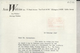 [Carta] 1947 Oct. 15, New York, [EE.UU.] [a] Luis Harnecker, Santiago, Chile