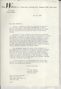 [Carta] 1946 May 15, [New York, EE.UU.] [a] Gabriela Mistral, New York