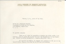 [Carta] 1948 jul. 27, México D.F. [a] Gabriela Mistral, Los Angeles, California