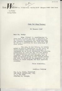 [Carta] 1947 Jan. 30, [New York, EE.UU.] [a] O. S. Bandy, Atlanta, Georgia
