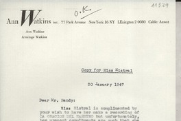 [Carta] 1947 Jan. 30, [New York, EE.UU.] [a] O. S. Bandy, Atlanta, Georgia