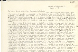 [Carta] 1948 June 4, Truro, Massachusetts, [EE.UU.] [a] Gabriela [Mistral]