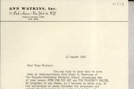 [Carta] 1947 Aug. 13, [New York, EE.UU.] [a] Gabriela Mistral, Santa Barbara, California