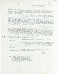 [Carta] 1945 Oct. 5, Truro, Massachusetts, [EE.UU.] [a] Gabriela [Mistral]