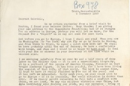 [Carta] 1950 nov. 6, Truro, Massachusetts [a] Gabriela Mistral