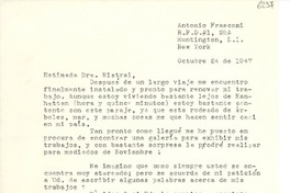 [Carta] 1947 oct. 24, New York [a] Gabriela Mistral