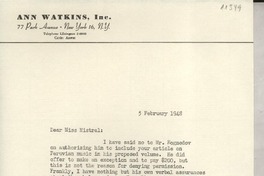 [Carta] 1948 Feb. 5, [New York, EE.UU.] [a] Gabriela Mistral, Santa Barbara, California