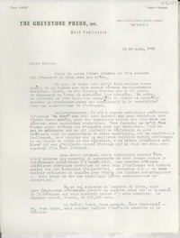 [Carta] 1941 août 26, New York, [EE.UU.] [a] Gabriela Mistral, Petropolis, Brazil