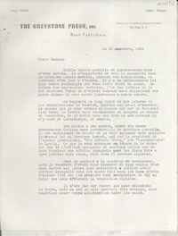 [Carta] 1941 déc. 12, New York, [EE.UU.] [a] Gabriela Mistral, Petropolis, Brazil