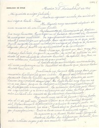 [Carta] 1949 nov. 15, México D.F. [a] Gabriela [Mistral]