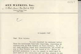 [Carta] 1948 Aug. 11, [New York, EE.UU.] [a] Consuelo Saleva, Santa Barbara, California